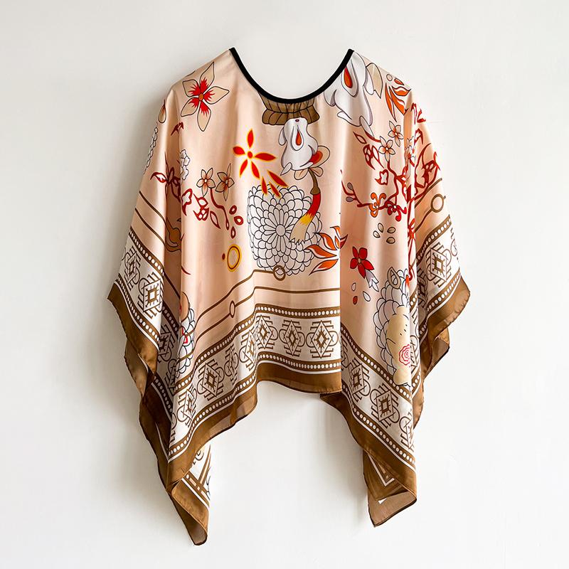 Shawls Summer Beach Sexy Women Fashion Print Chiffon Smock Bikini Cover Up Loose Blouse Sunscreen Comfortable Poncho