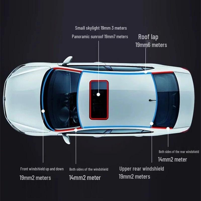 T-Shaped Car Sealing Strip for Windshield, Sunroof, and Tailgate - Soundproof and Waterproof.