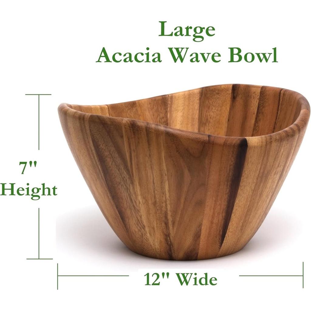 2026 New Large Wood Salad Bowl for Home Use with Salad Dressing.