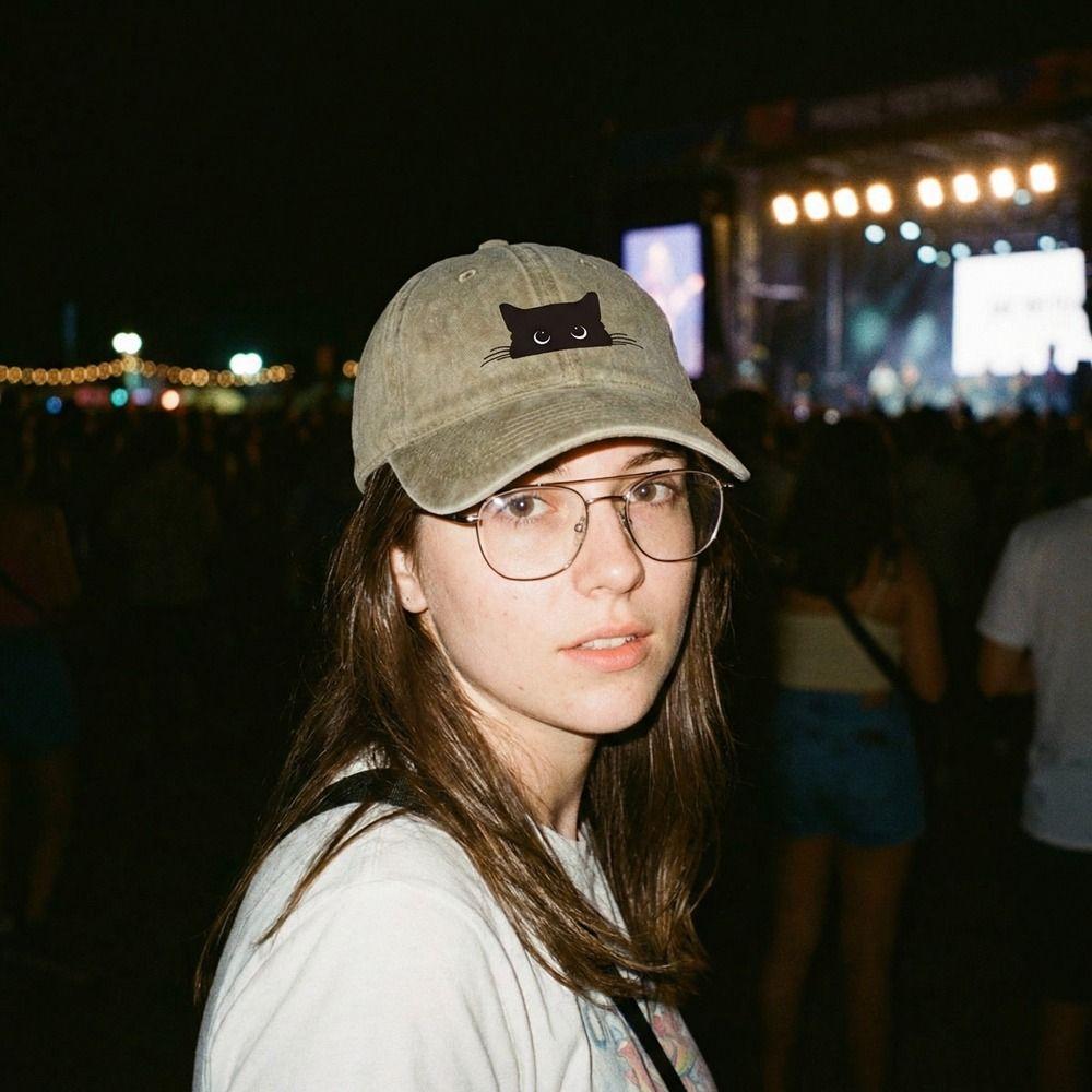 Peaked Cap Cartoon Baseball Hat Sunscreen Cotton Baseball Cap Cat Print Baseball Cap  Men