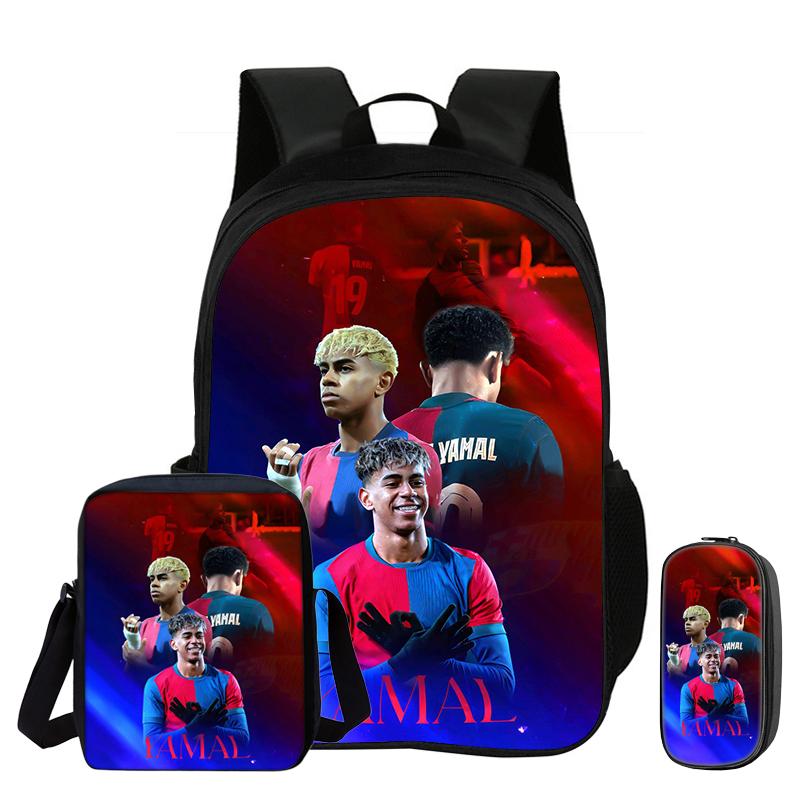 L-Lamin Yamal Set da 3 Pezzi Zaino Borsa a Spalla Astucci Zaino da Scuola Zaino Stella del Calcio bambino Mochila Borsa Sportiva Regalo per Bambini