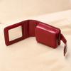 1PC Stylish Mini Makeup Bag with Mirror & Lipstick Holder - Compact Travel Cosmetic Organizer, Synthetic, Red or Black