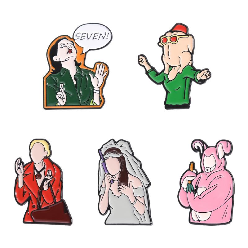 3-6 Pcs/set Anime TV Movies Enamel Pins Horror Movie Characters Brooches Lapel Badges Jewelry Gift for Fans Friends