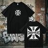 West Coast Choppers Cross T-Shirt Unisex Kalifornien Long Beach Motorrad Biker Hip Hop Streetwear Vorder- und Rückseite Druck Kurzarm