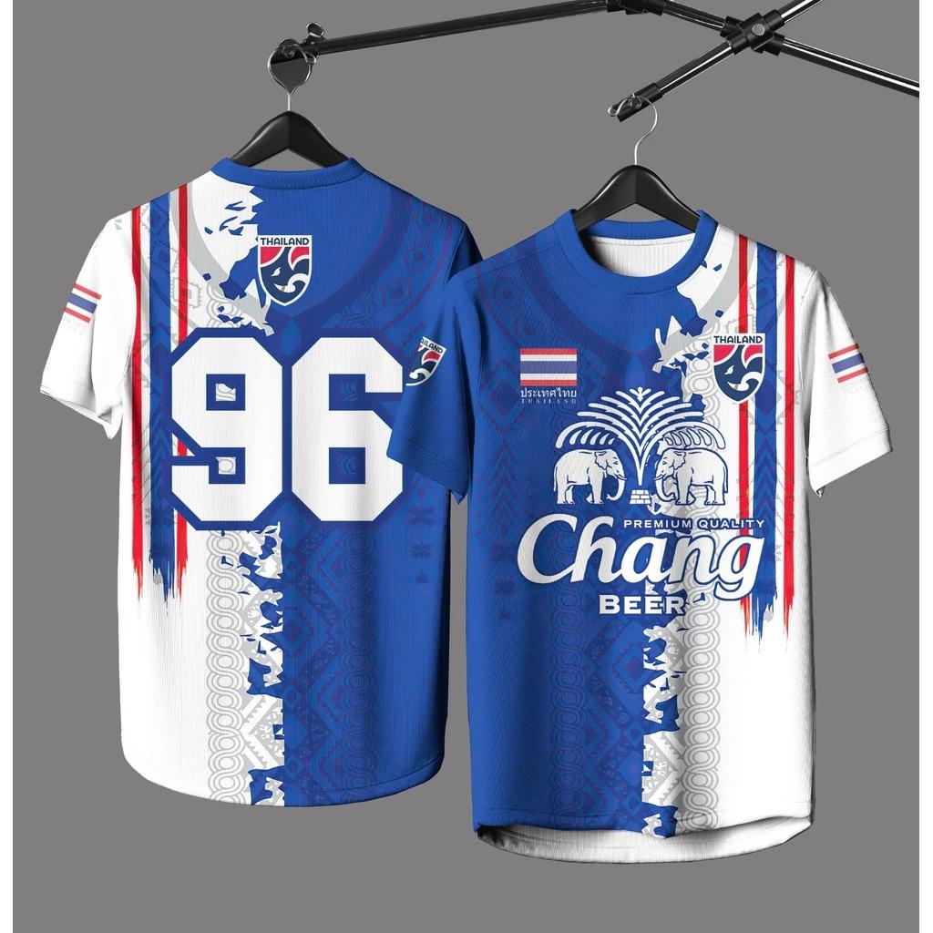THAILAND Football Soccer Round V Neck Shirt National Flag Elephant Logo Badge Unisex Men Women JERSEY Print Quick Dry Short Sleeve Uniform