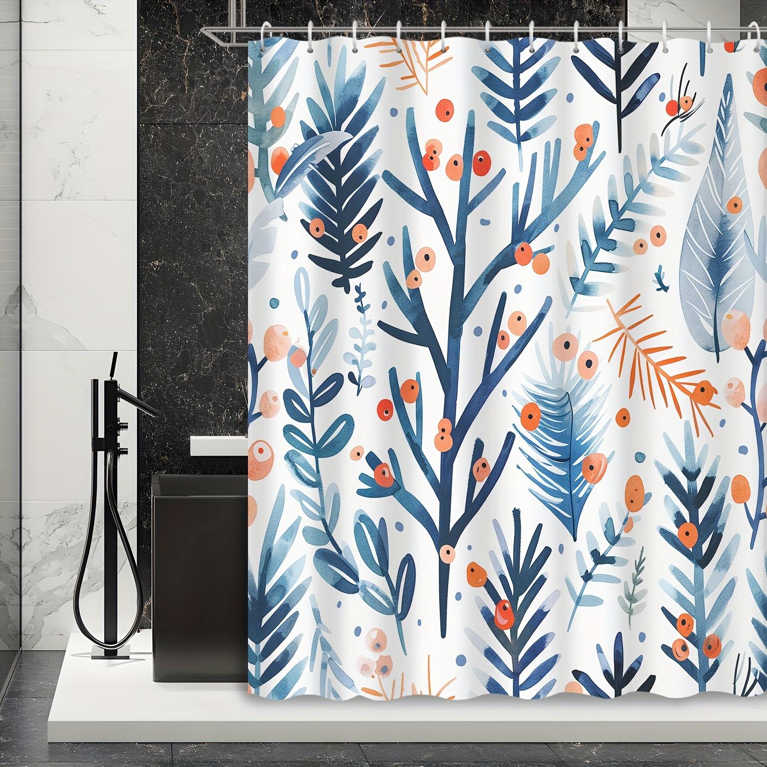

Abstract Pine Forest Curtain - Winter Theme, Waterproof Polyester, 12 Hooks, Machine Washable, All-Season Bath W60H190(CM)-1 Pcs