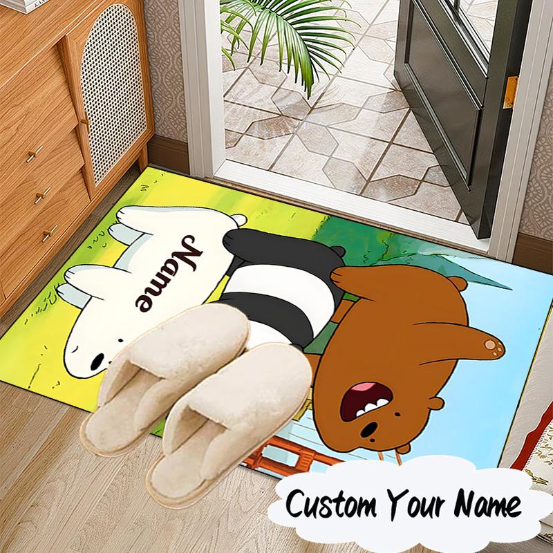 Custom Name Brown Bear Celebration Carpet, Chair Rug,Area Rug for Office Bedroom living rooms bedroom, Doormat decor Christmas fan gifts