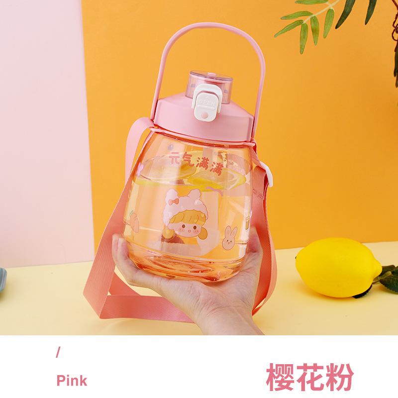 Water bottle big belly cup student straw cup ton ton bucket plastic cup large capacity plastic sports water cup