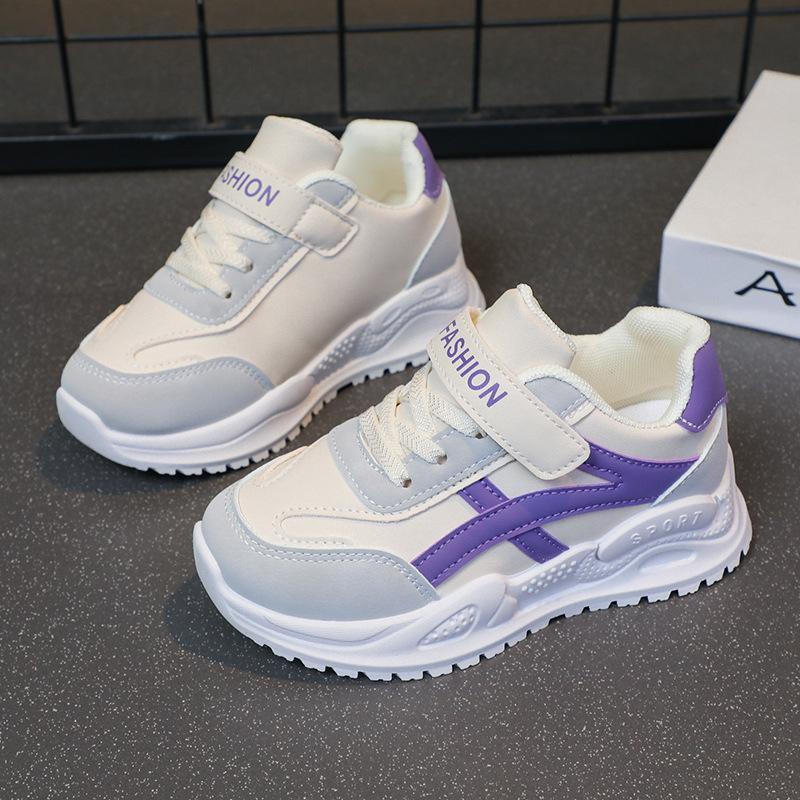 

Girls shoes 2025 spring and autumn new children s sports shoes leather surface casual running shoes middle and older children s student shoes single 37
