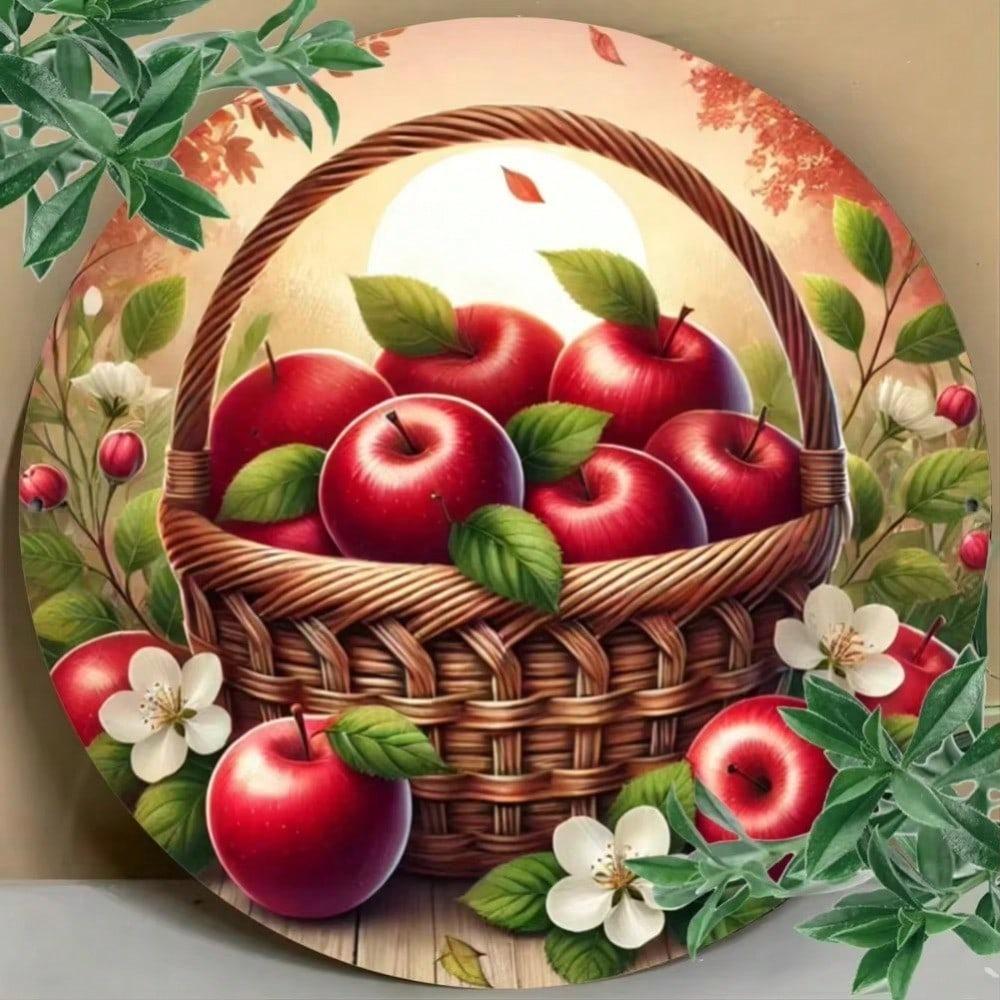 Generic Brand Red Apples White Flower Basket Decor Classic Metal Tin Sign Art For Restaurant Bar Cafe Wall Decoration