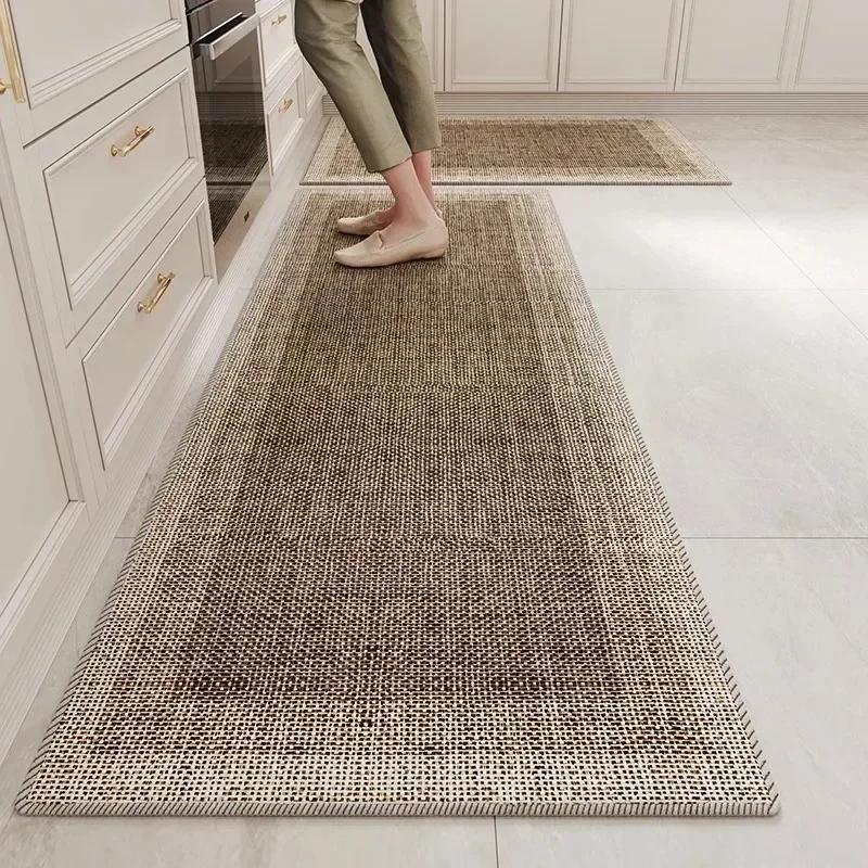 Kitchen Rug Long Strip Solid Color Style Loop Velvet Floor Mat Wear-resistant Non-slip Foot Mats Home Decoration Carpet