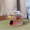Pink Butterfly Glass Teapot Tea Cups Set Heat-Resistant High Borosilicate Tea Pot Teacup Teaware Set