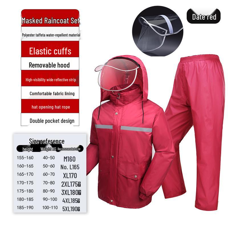 Men's Full-Body Electric Vehicle Raincoat Set - Waterproof, Split-Type Riding Gear