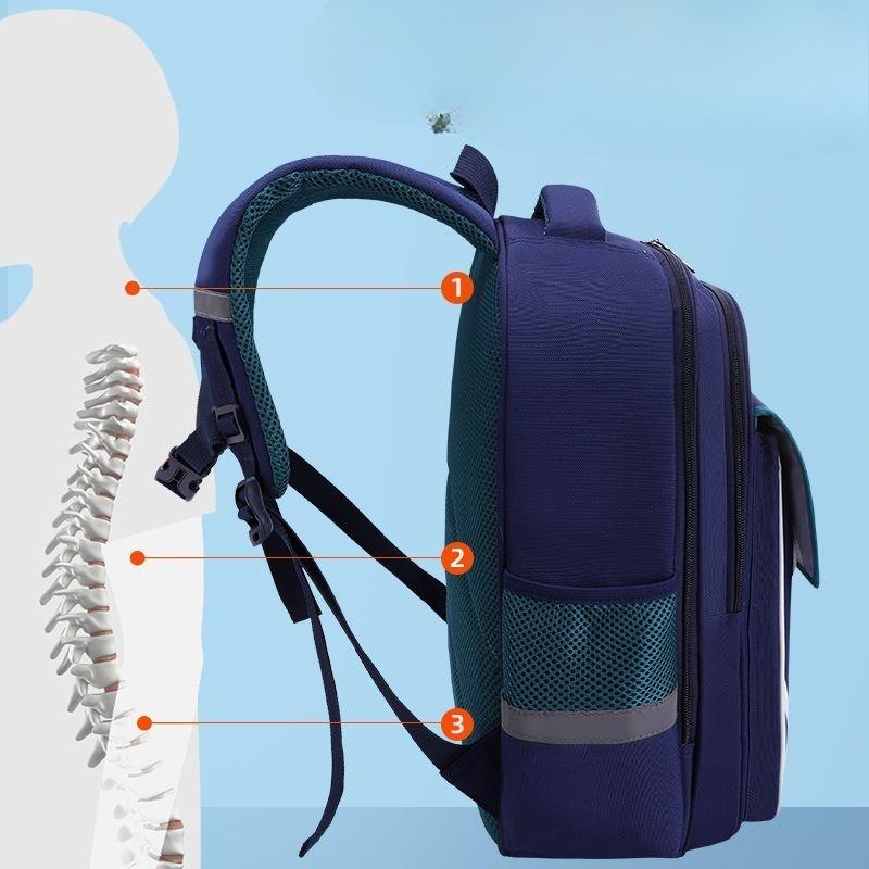 Primary School Students British Style School Bag 1-6 Grade Waterproof Ridge Protection Luminous Large Capacity Simple Backpack