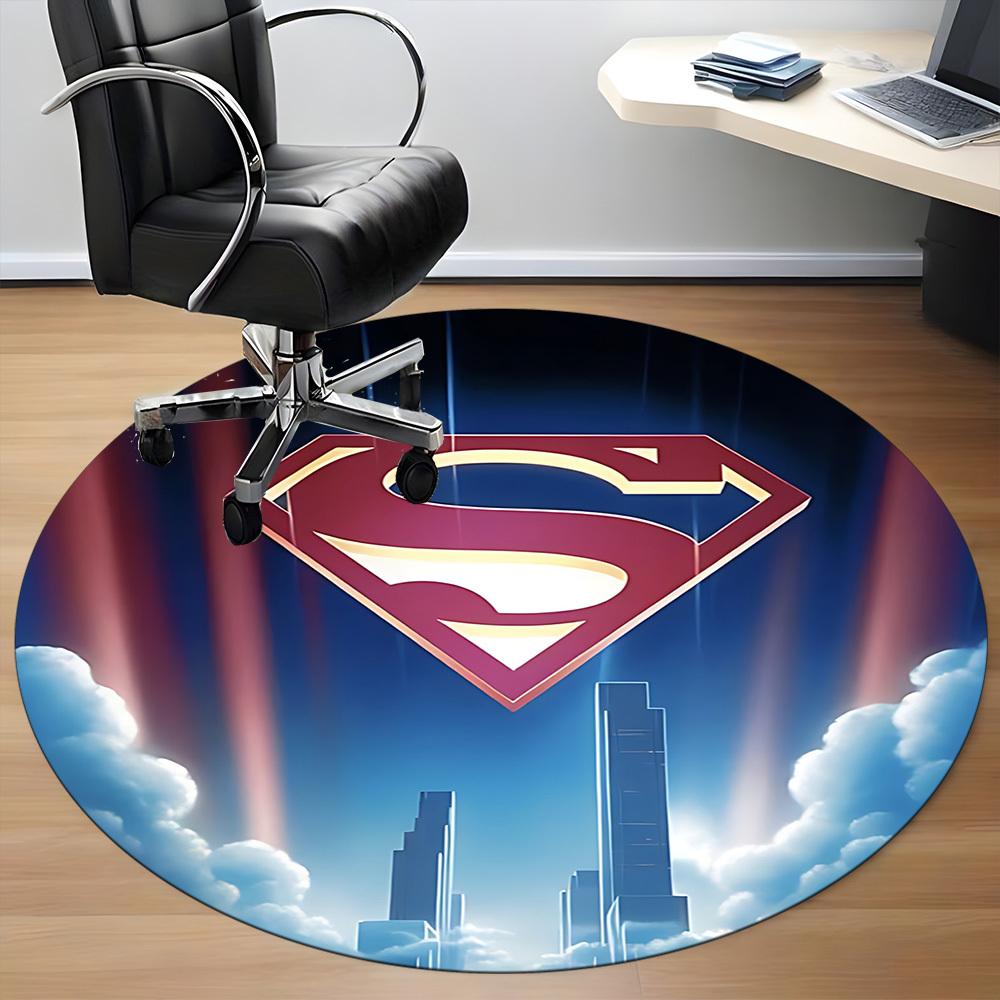 1pc Superhero Skyline Office Round Area Rug, Under Office Chairs Bedroom Living Room Home Decor, Room Deco, Available in Various Sizes