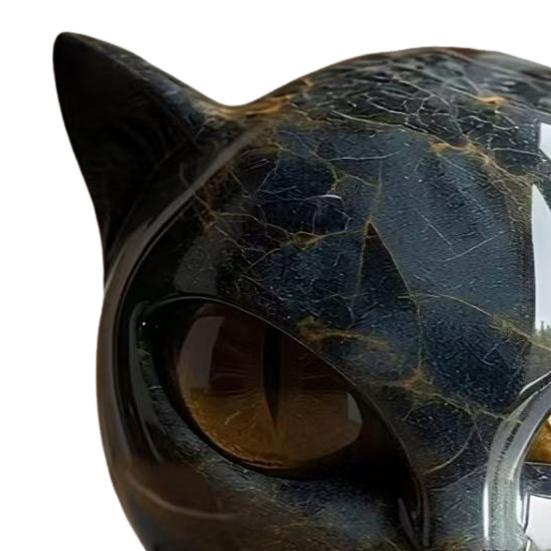 1/2Pcs Black Cat Stone Sculpture Carved Healing Stone Cat Head Figurine Statue Home Office Desktop Decoration Ornament