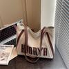 Korean Style Letter Bag, Women's Casual Large Capacity Tote Bag, New Style, Literary and Niche, Simple and Fashionable Underarm Bag