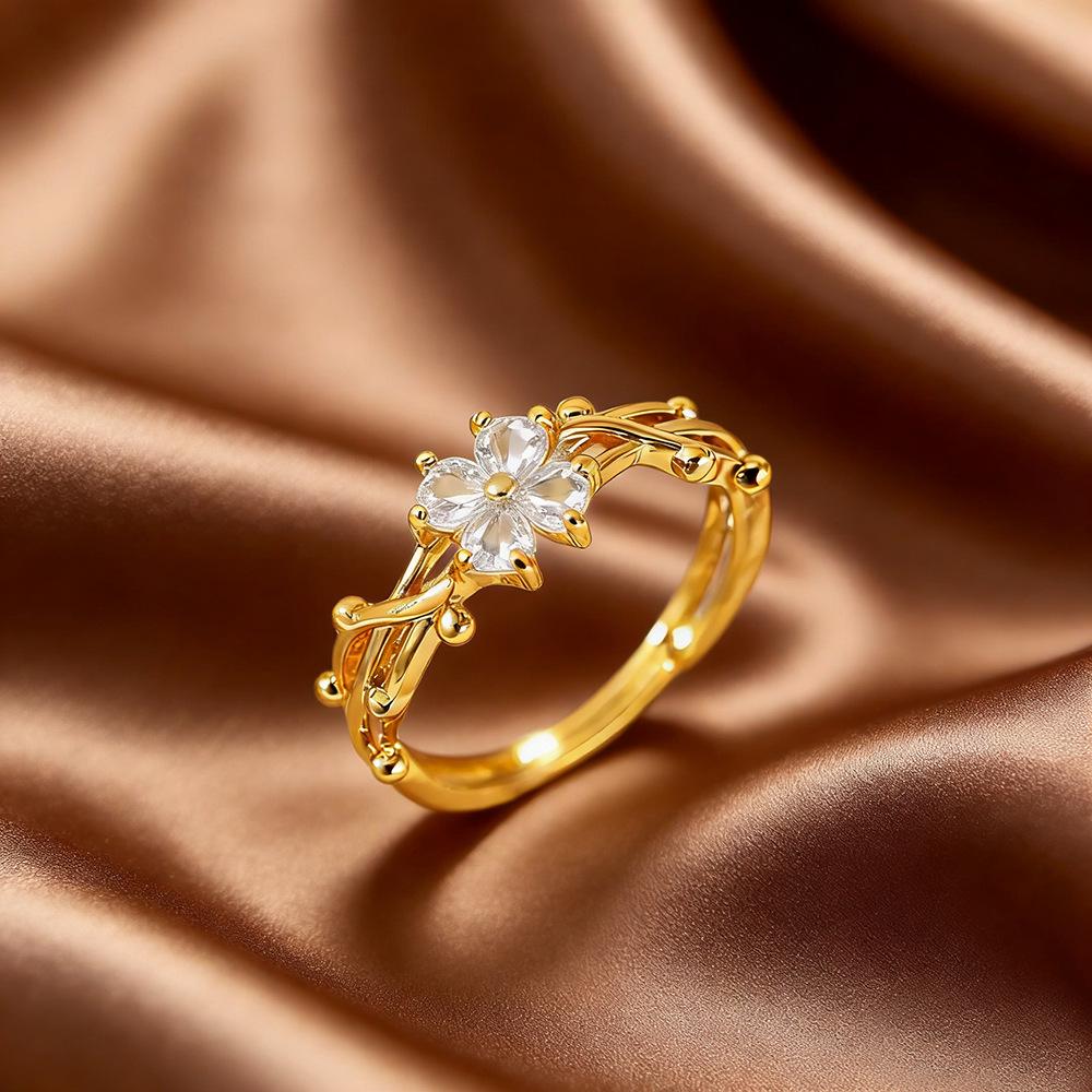 Micro-Inlaid Zircon Fashion Open Ring - Adjustable Luxury Index Finger Jewelry for Women