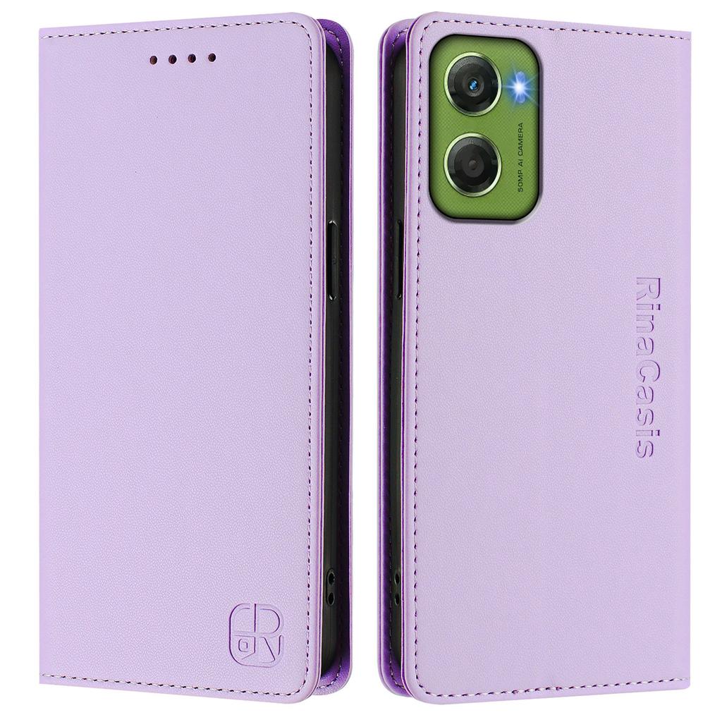 Für Motorola Moto G06 4G Lederhülle RINACASIS RC01 Handyhülle mit RFID-Blockierung Geldbörse Ständer