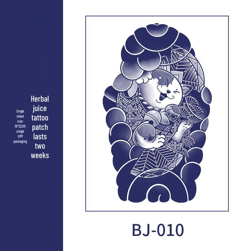 Men's Semi-Permanent Herbal Waterproof Tattoo Stickers - Long-Lasting, Non-Reflective Full Arm Cover