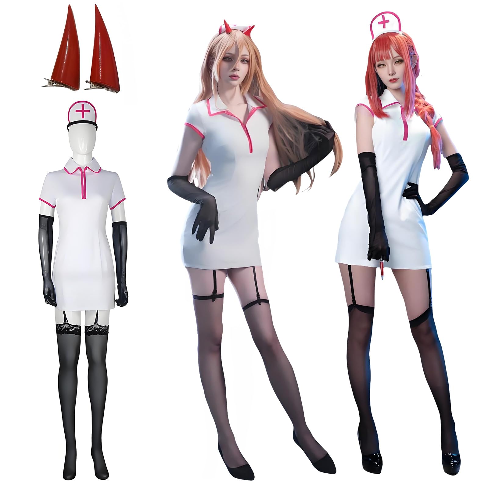 

Макима Косплей Школьная Культурная Нарядная Макима Медсестра Медсестра Униформа Размер [Отличное Качество] Косплей, (Без парика), Костюм, Фестиваль,