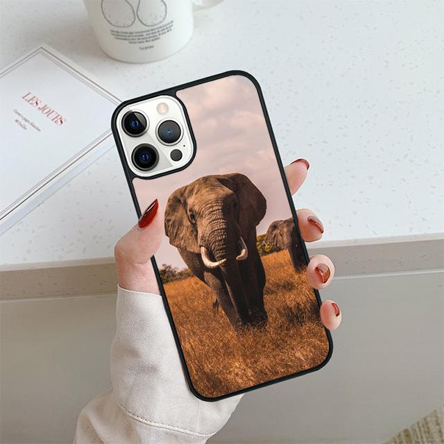 Elephant Animal Phone Case For iPhone 17 Air 13 12 14 15 16  Cover For Apple 14 15 16 Pro Max 6S Plus Coque