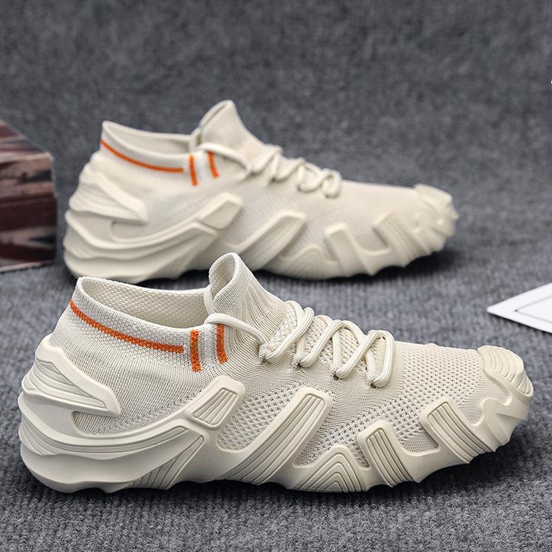 Frühling Neue Schuhe für Herren Strick Casual Socken Schuhe Rutschfest Flache Skateboard Schuhe Sommer Jugend Slip-on Slipper