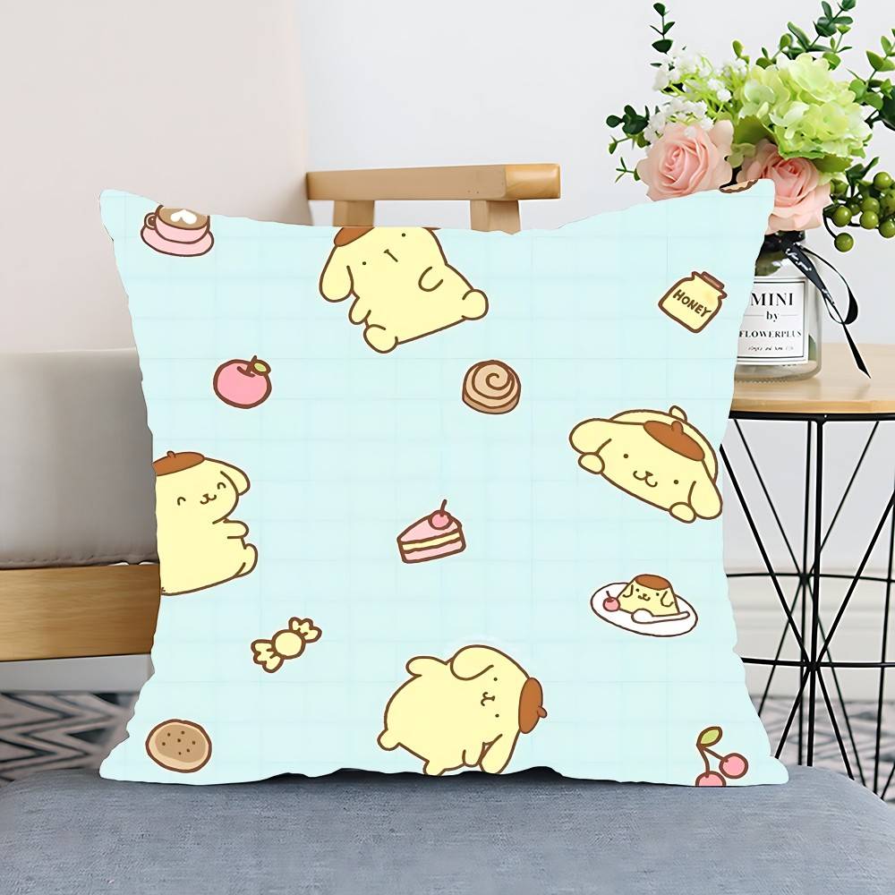 S-Sario P-Pompompurin Pillow Case Cushion Cover Polyester Pillowcase Decorative Sofa Cushion Pillowcase Home Decor