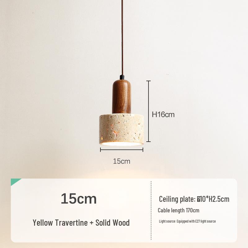 Yellow Travertine Pendant Light - Retro Cream Wabi-sabi Style for B&B, Restaurant, Bedroom, or Bedside.