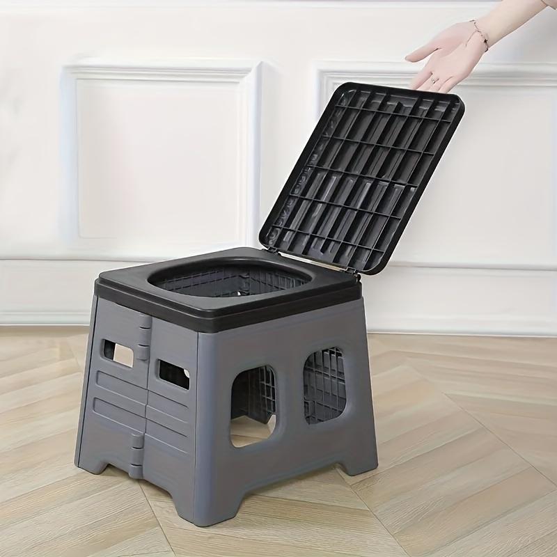 Portable Folding Toilet for Camping, Travel & Emergency Use - Odor-Resistant, Durable PP Material, Compact Design with Lid