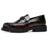 Platform Leather Shoes British Tide Business Dress Shoes Heightening Hair Stylist Big Head Round Head Casual Leather Shoes