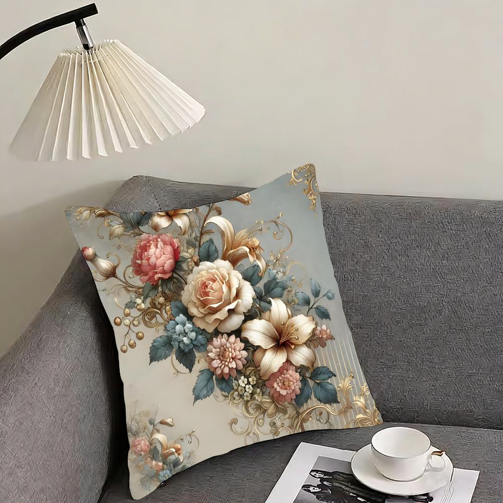 Rose Elegant Cushion Cover Pillowcase Ultra Soft Skin Friendly Fabric Cloud Like Comfort  Concealed Zipper