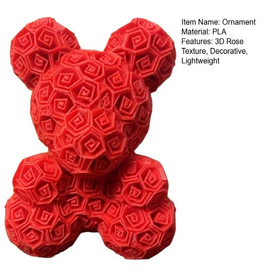 Romantic Rose Ornament, Rose Bear Decorative Sculpture for Valentine Day Anniversaries Birthdays Multi-Scene Use Gift