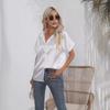 2025 Women's European & American Short-Sleeve Satin Button-Down Shirt - Casual Loose Fit