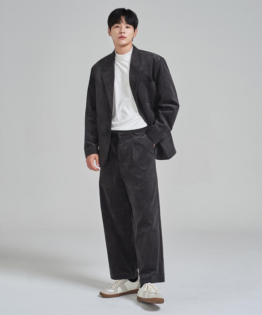 PRAIRIE Corduroy Wide Slacks (Charcoal)