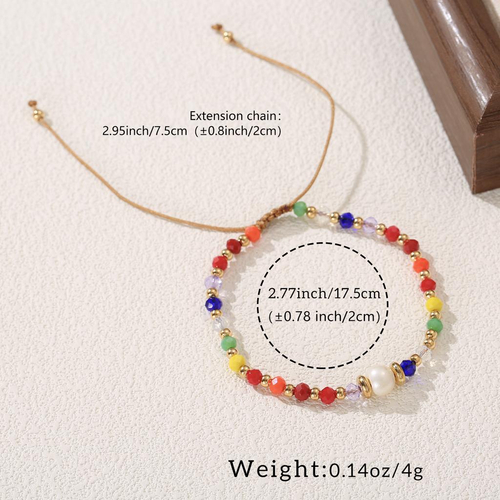 Multicolor Beaded Golden Freshwater Pearl Adjustable Bracelet for Women Bohemian Jewelry Gift