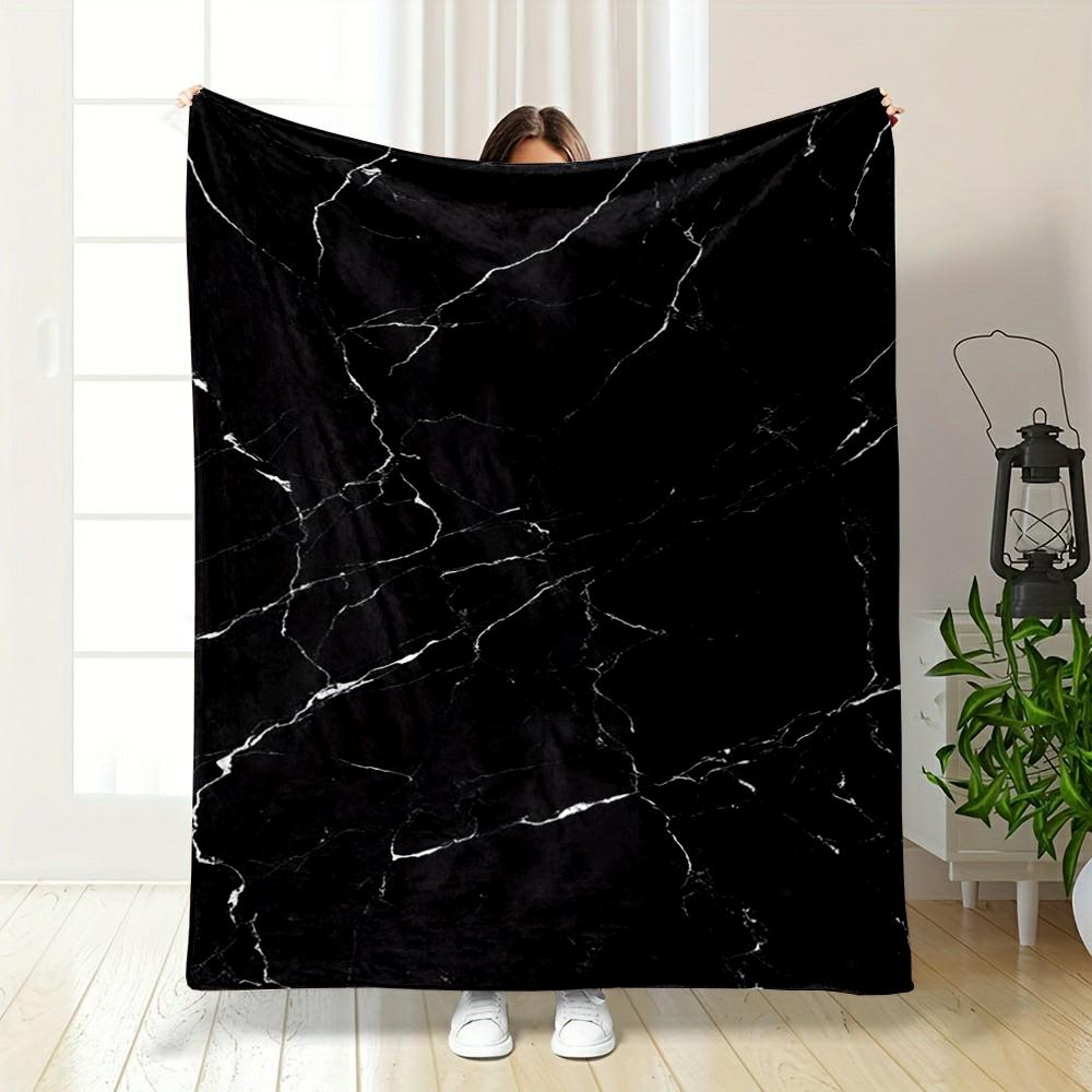 Black Marble Pattern Warm blanket Design Flannel blanket for bedroom, living room, sofa, and nap