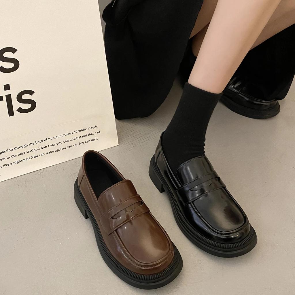 Fashion Brown Loafers Women Japanese School Students JK Uniform Shoes Round Toe Women Girls Retro Round Toe Lolita Cosplay Shoes Mujer