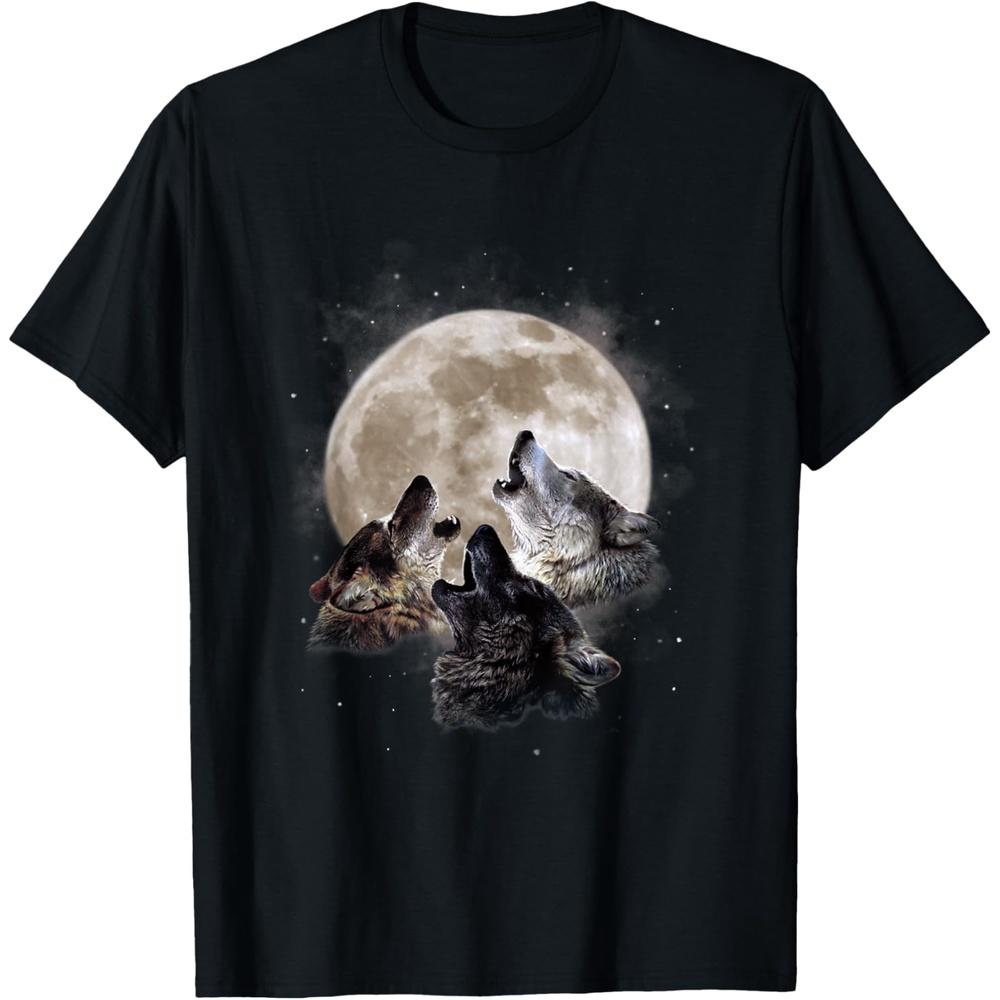 Three Wolves Howling at the Moon - Wolf Lover T-Shirt XL чёрный