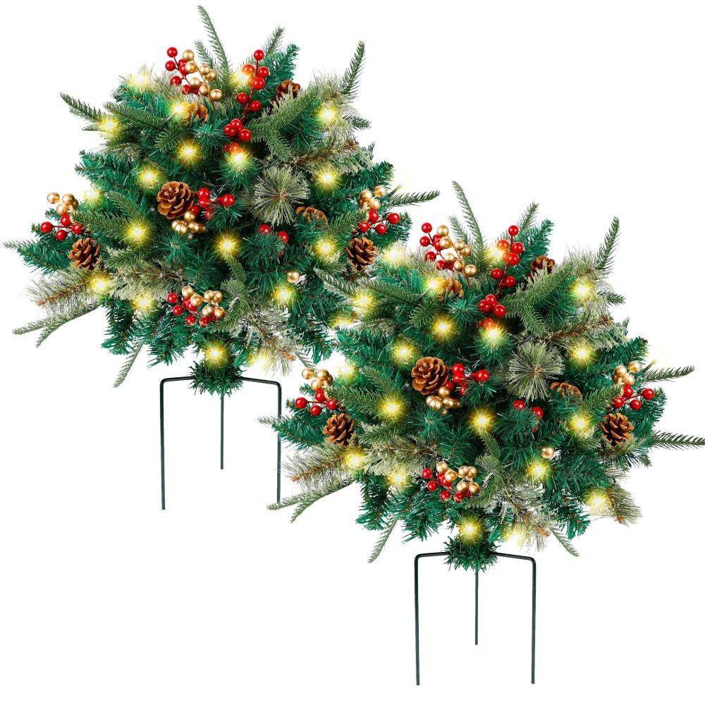 

New with Tripod Stake Christmas Tree with Decor Lights House Decor Merry Christmas Christmas LED Light Tree Festive Decorative 1pcs