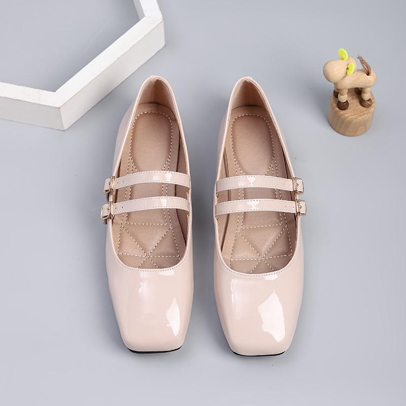Fashion Large Size Women's Mary Jane Shoes Square Toe Soft Sole Fashion Buckle Strap Flats Lightweight Comfortable Non Slip Casual Shoes