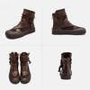 Johnature Hohle, atmungsaktive Retro-Sommerstiefel aus echtem Leder mit Reißverschluss hinten und römischen Sandalen mit dicker Sohle für Damen