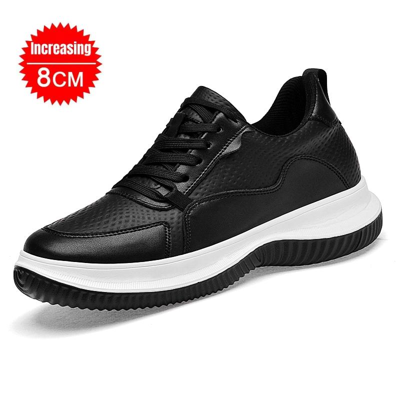 

Elevator Shoes Men 6cm 8cm Lifting Leather Shoes White Black Platform Male Sneakers Hidden Height Increase Sports Casual Shoes 37