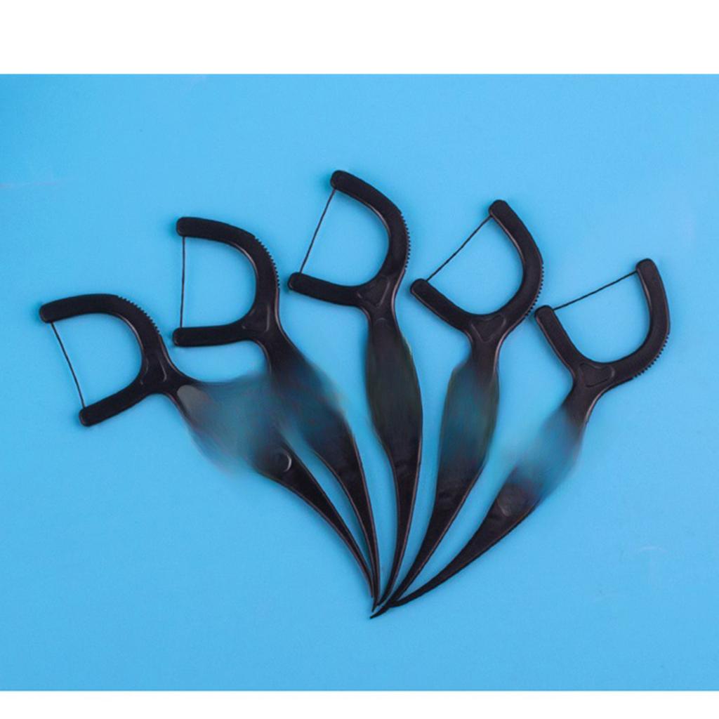 50pcs Toothpick 2-In-1 Dental Floss Picks High Toughness Interdental Brush Teeth Stick Tongue Scraper Oral Care Tools Professional Toothpicks Sticks