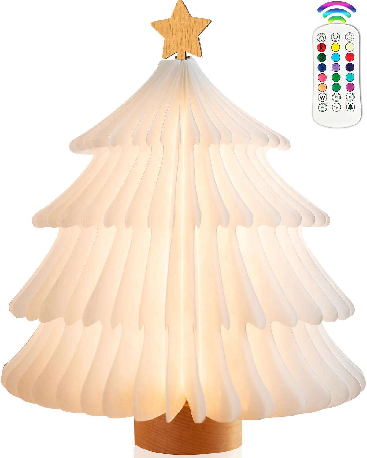 

Мини Складная Настольная Рождественская Елка со Светодиодной Подсветкой с USB Зарядкой и Пультом ДУ, 16 Нордических Рождественских Домашних Маленьких Подарочных Огней, Управление, Цвета, Таймер, Деревянная,