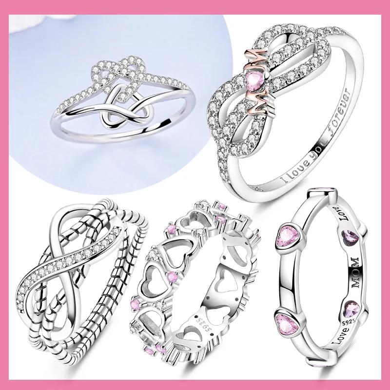 Authentic Copper Metal Metal Ring Romantic Love Special Mother's Day Series Zircon Heart Ring Elegant Exquisite Party High Quality Fine Jewelry