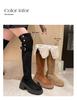 2025 Versatile Thick-Soled High-Heeled Martin Boots with Turn-Down Collar and Soft Sole - Stylish Spring & Autumn Fashion