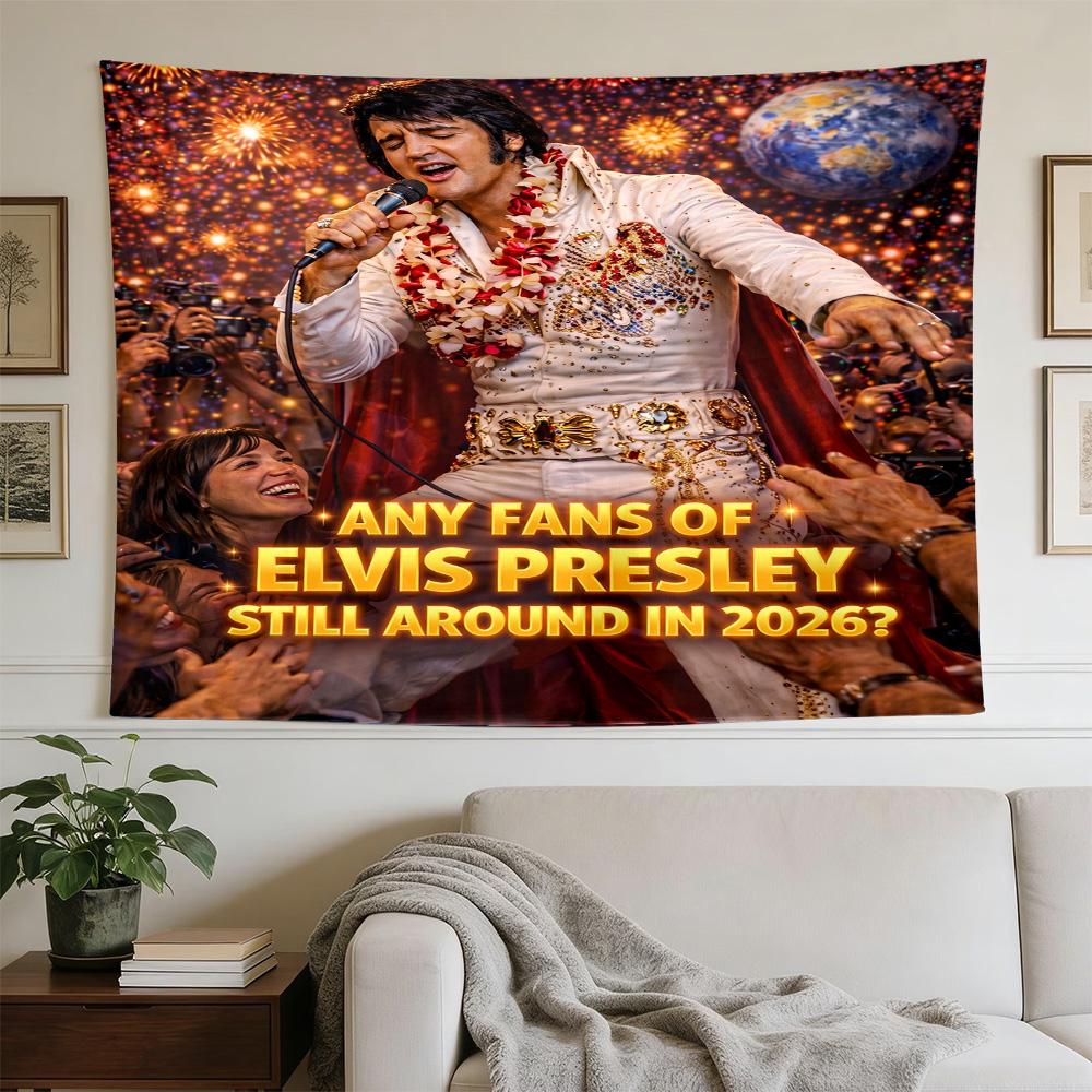 Elvis Neon Sign Versatile Wall Hanging Blanket, Home Backdrop for Wedding, Party and Video Shooting,Perfect Gift