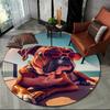 Cute Dog Samoye,Chihuahua,Koki Pomeranian Cartoon Round Carpet Rug for Living Room Bedroom Decor,kids Pet Area Rug Non Slip Mat
