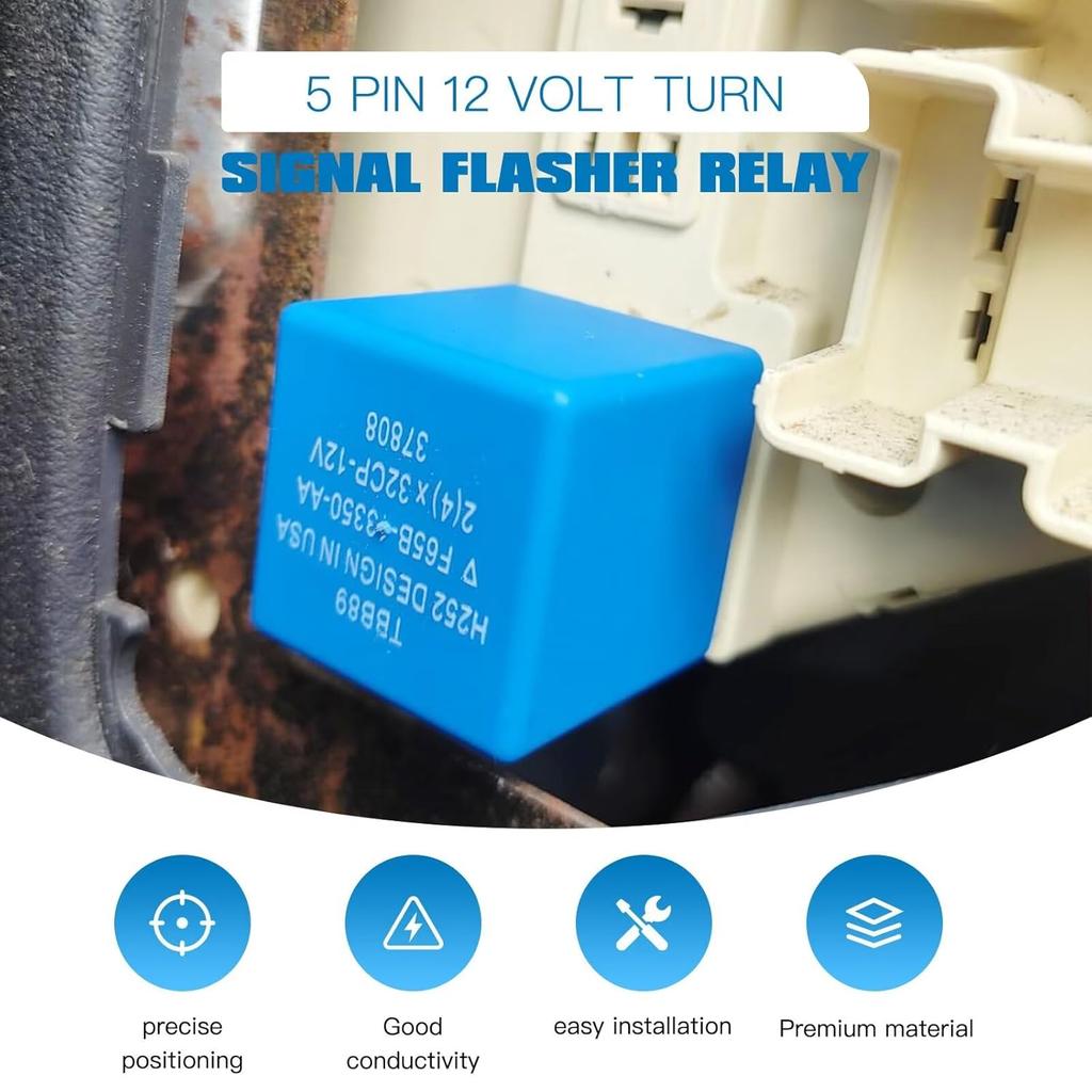 Premium 5 pin 12 Volt Turn Signal Flasher Relay for Lights for Ford 1995-2014 F350 F150 F250 F350 Super Duty Escape Excursion Expedition